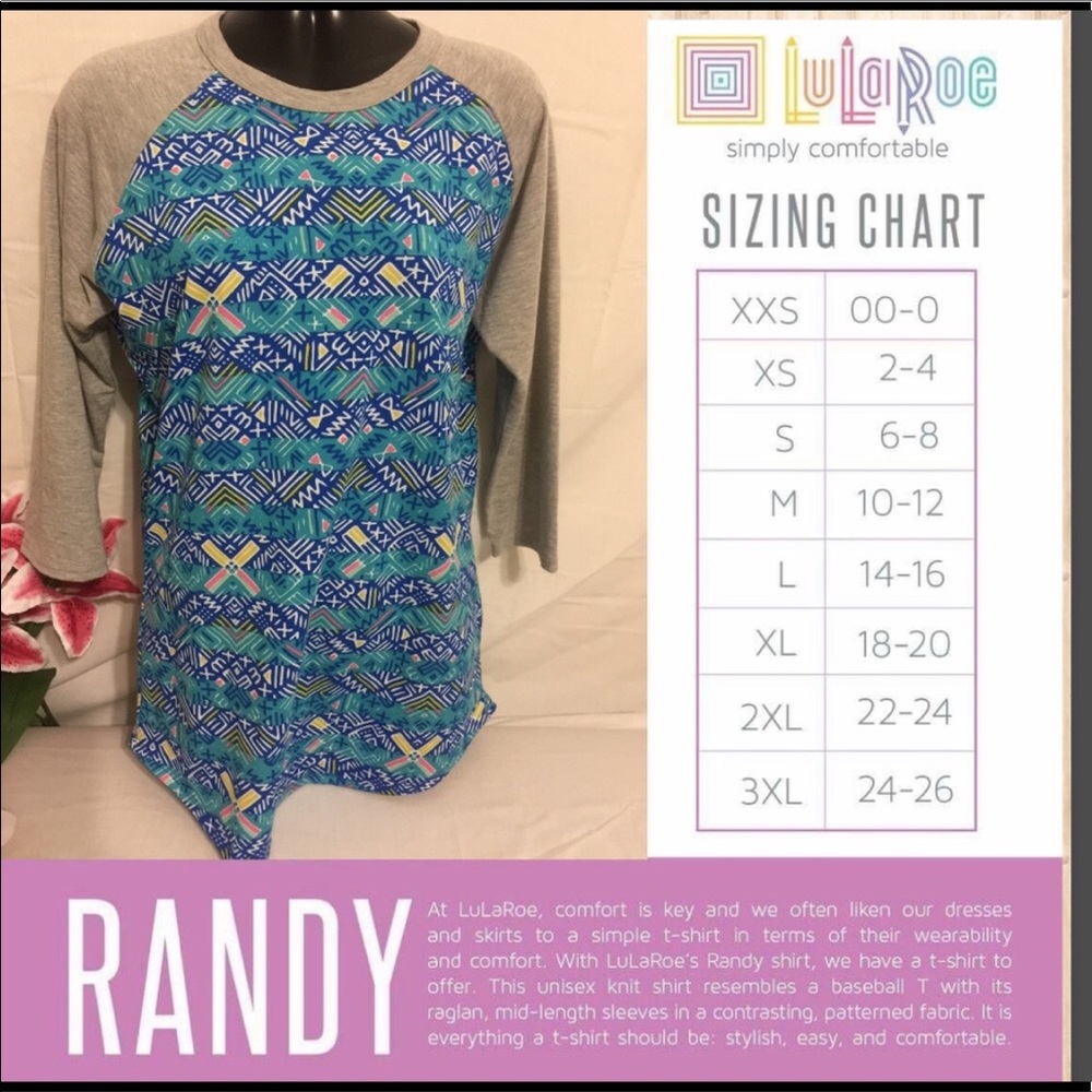 LulaRoe Blue & gray Ladies Randy Long Sleeves Top